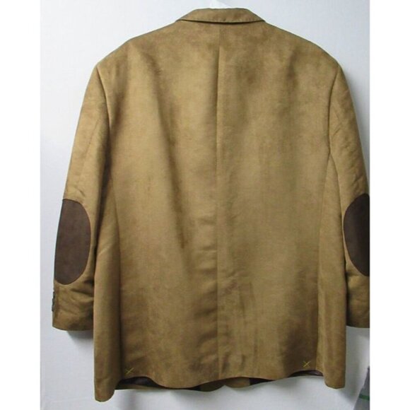 Linea Uomo Lined Blazer Premium Suede Sport Coat Patch Elbow Grandpa Tan Men 50R - Picture 2 of 12